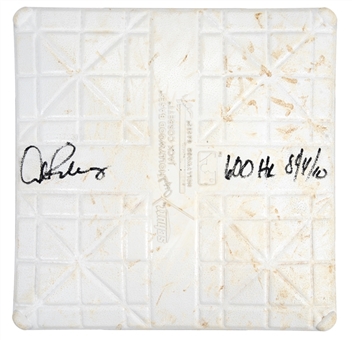 First Base From Alex Rodriguez’s Career Home Run #600 Game On 8/4/10 Signed & Inscribed By Arod (MLB Authenticated & Steiner)